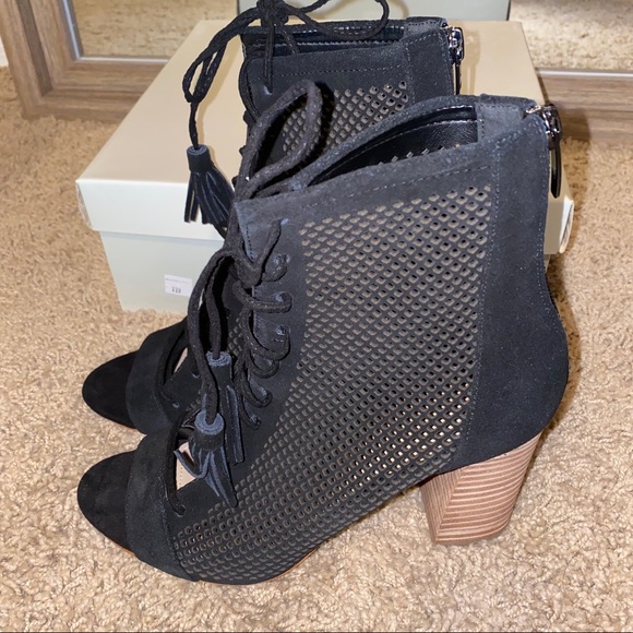 Suede Lace Up Heeled Booties - Picture 4 of 5